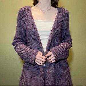 Peruvian Link 100% Alpaca Wool Purple Ribbed Cardigan